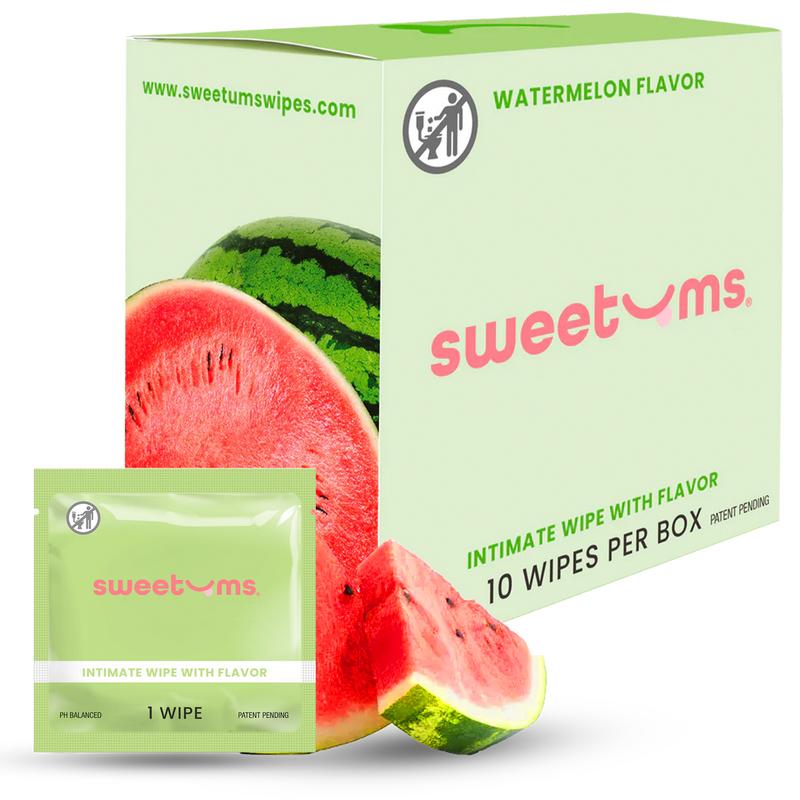 Sweetums Watermelon Flavored Wipes Feminine Wipes Flavored Beauty Feminine Hygiene Personal Care Watermelon Scent Watermelon Flavor pH balanced gynecologist tested dermatologist tested