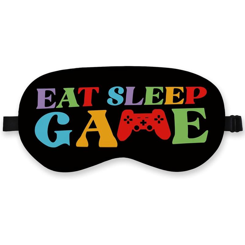 Eat Sleep Game Sleep Mask Silk,  Eye  for Sleep, Blindfold Adjustable Sleep Mask, Gamer Sleep  for Boys, Game Theme Satin Eye Mask Black Sleeping Mask Eye Covers for Sleeping