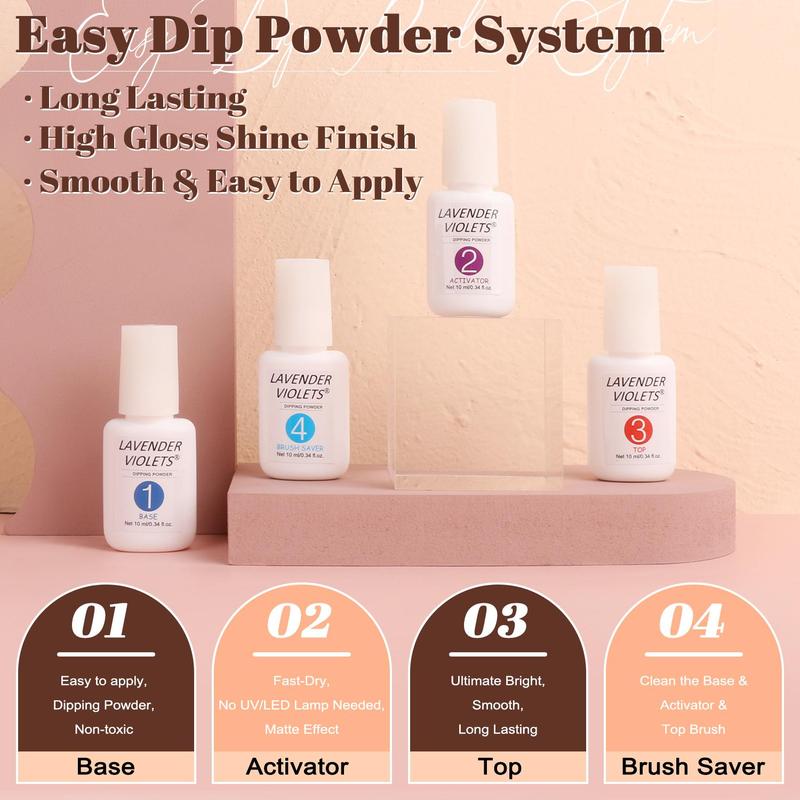 Nail Dip Powder Liquid Set, 16 Colors Nail Dip Powder & 4 Counts Dip Liquid Set with Base Top Coat Activator Brush Saver for Home Salon Nail Art Design