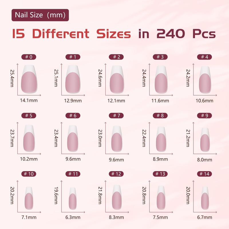 JODSONE 244PCS French Gel Nail Tips Kit French Tip Press on Nails Soft Fack Nail Tips Gel Nail Glue,Builder Gel,Top Coat,Nail Lamp All Included for Nail Art Easy DIY