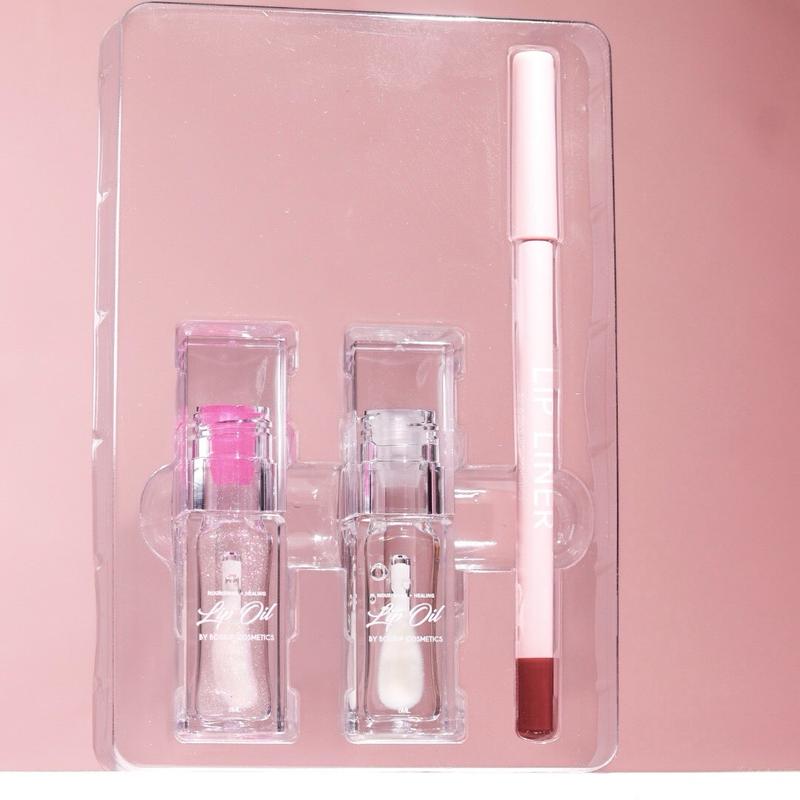 All in One Boss Lip Kit with Lip Liner, Color Changing Lip Oil, and Clear Lip Oil