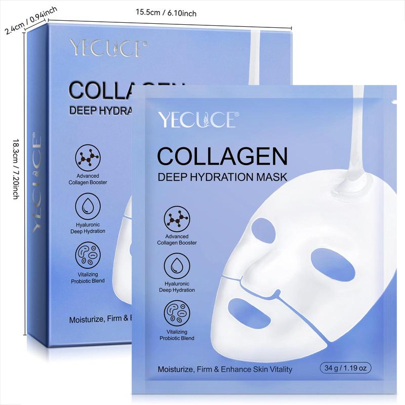 Collagen Facial Mask, 6 Counts set Moisturizing Facial Skin Care Mask, Hydrating Facial Skin Care Product for Women & Men, Christmas Gift