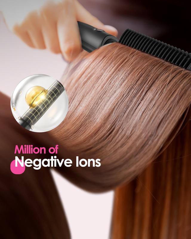 Wavytalk Negative Ion Hair Straightening Brush and Professional Ionic Hair Dryer with Diffuser Set