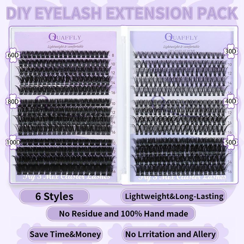 Individual False Eyelashes Kit, 1 Box Natural Look Eyelash Extensions, Self Grafting Curl Eyelashes, Eyelashes Clusters, Eye Makeup Enhancement False Eyelashes for Women, Christmas Gift