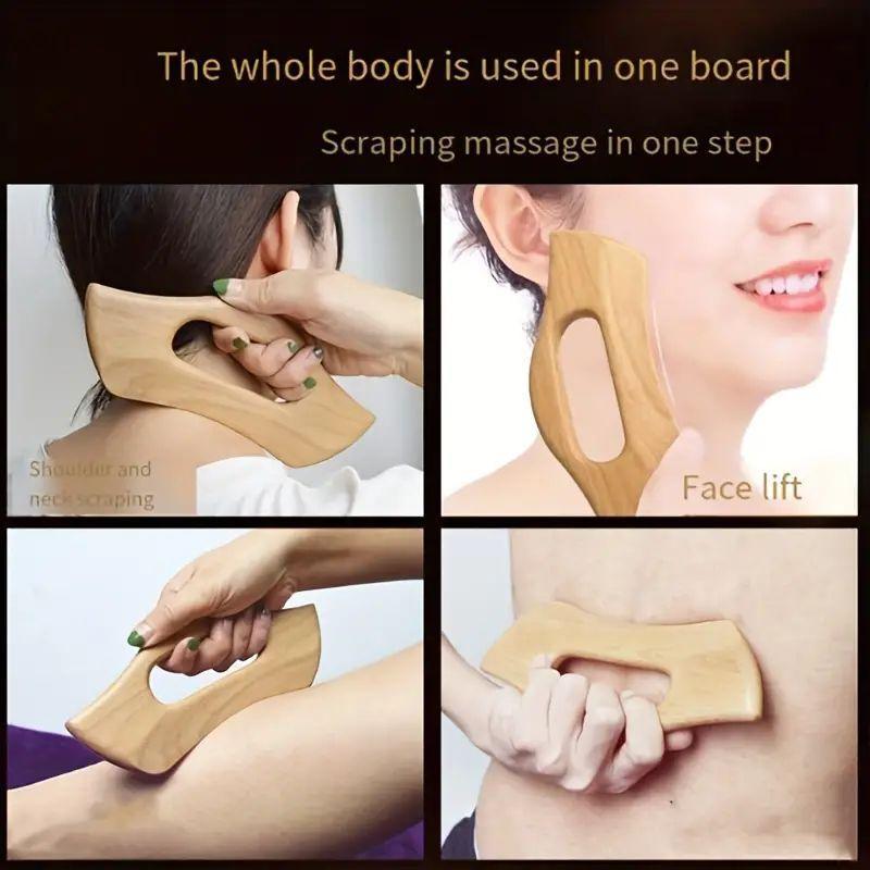 Wooden Gua Sha Massage Tool, Portable Manual Massage Tool for Neck, Back, Shoulder, Arm, Leg, Hand, Foot, Muscle Relaxation & Lymphatic Drainage