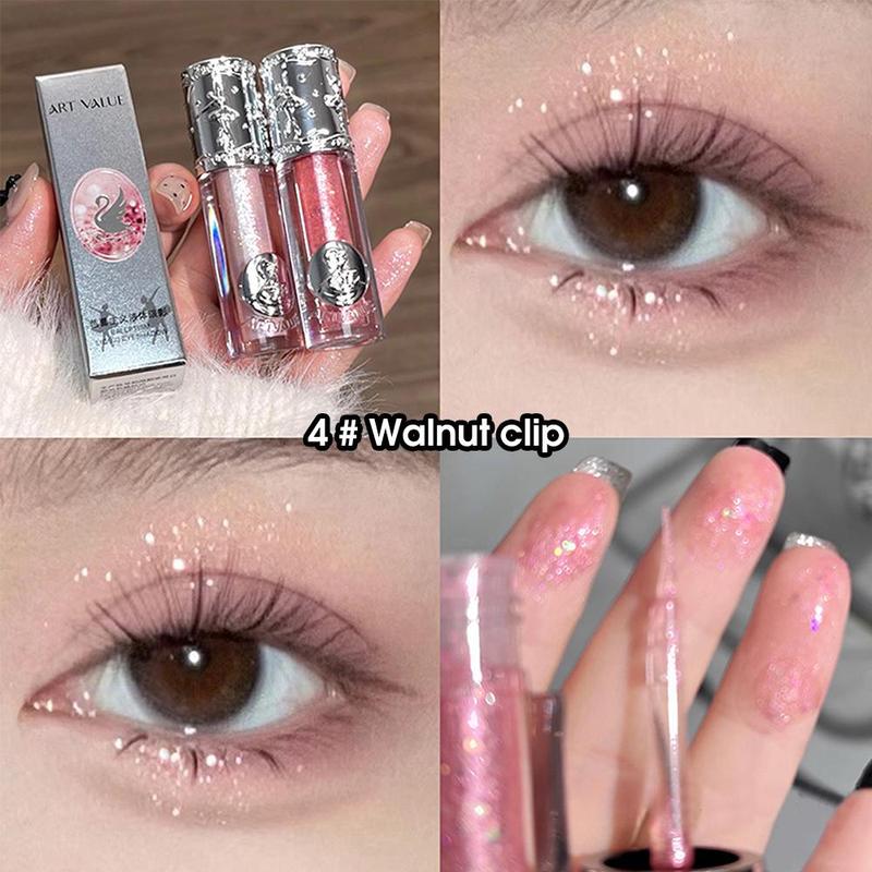 Long Lasting Glitter Liquid Eyeshadow, Shimmering Eye Shadow, Glittering Brightening Highlighting Liquid Stick for Crystal Eye Makeup, Cosmetic Products, Personal Care Products