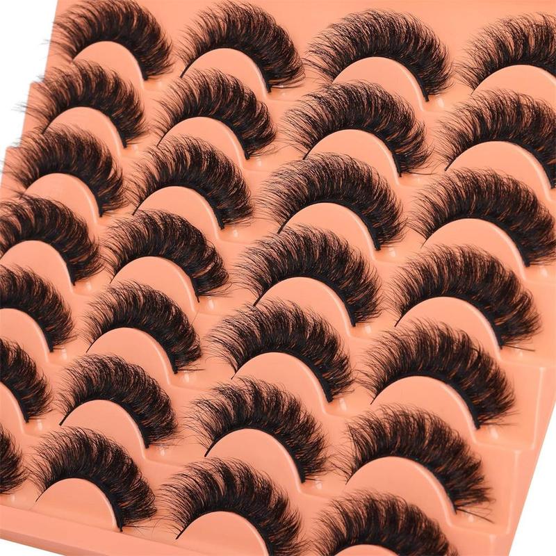 Fashion Fluffy False Eyelashes, 14 Pairs Faux Cluster Lashes, Natural Curling Eye Makeup Strip Lashes, Full Volume Eyelash for Lashes Extensions, Christmas Gift