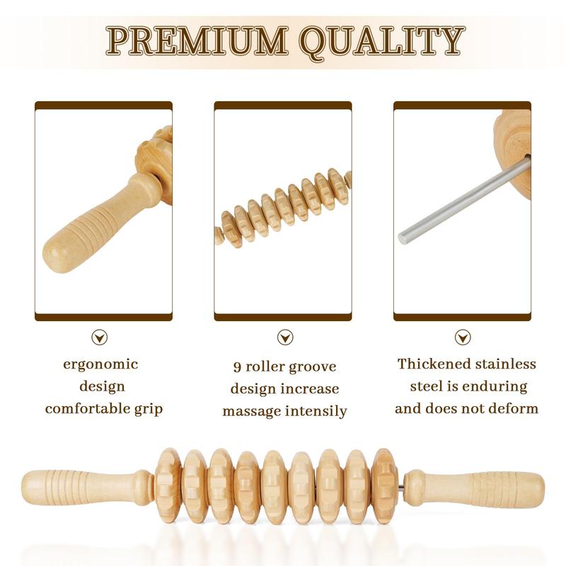 Wooden Muscle Massage Roller, 1 Count Manual Muscle Relaxation Massage Stick, Multifunctional Muscle Massage Tool for Home Gym