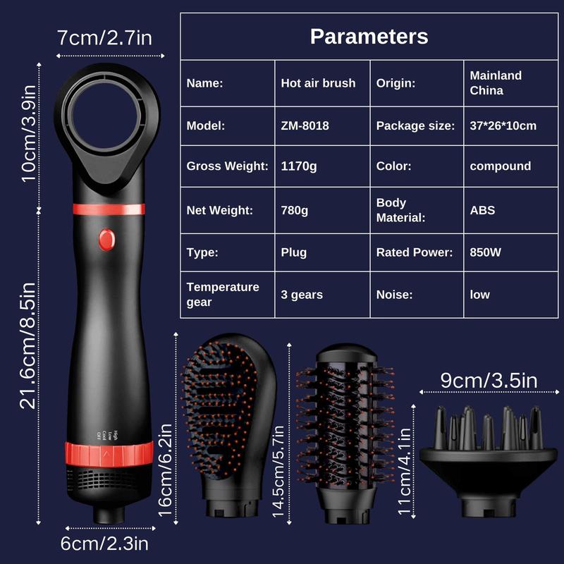 4 in 1 Hair Dryer Brush, 1 Set Hair Dryer & Volumizing Hot Air Brush, Scalp Massager, Hair Styling Tool for Home Salon Travel