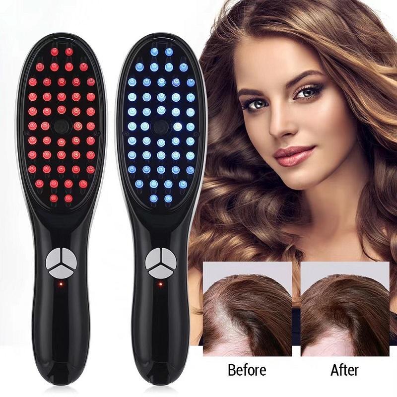 Electric Scalp Massager , Red Light & Blue Light Massage Comb, Electric Hair Care Comb, 1 Piece Multifunctional Hair Massager, Root Strengthening Comb Comfort Plug