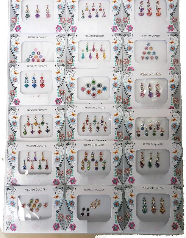 12 Combo Bindi Packs All in One- Multicolored Face Jewels Bindi Stickers n Forehead Tika