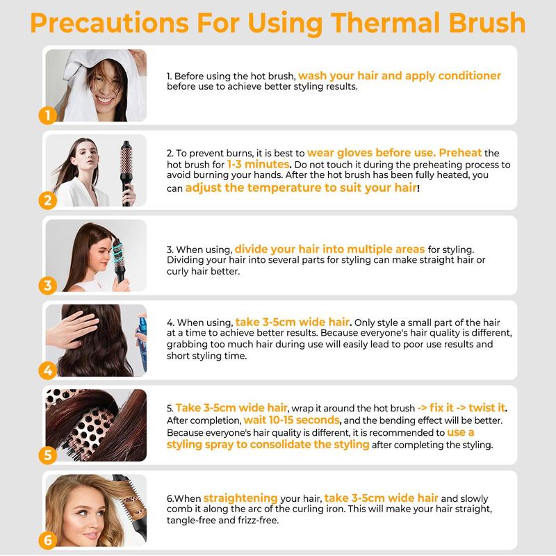 3 in 1 Heated Round Brush, Electric Hair Brush, Thermal Brush, Hair Curling Straightening Brush, Digital Display 9 Heat Settings Hair Curler for Women and Girls, Christmas Gift, Stocking Fillers