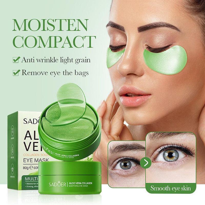 Aloe Vera Collagen Eye Mask, 60pcs set Moisturizing Eye Patch for Women, Eye Skin Nourishing & Firming Patch, Eye Skin Tightening Mask, Summer Gift, Skincare Products Skincare Set