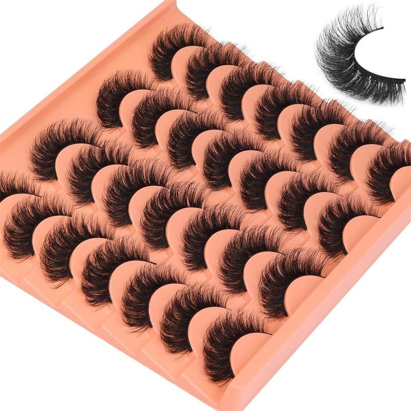 Fashion Fluffy False Eyelashes, 14 Pairs Faux Cluster Lashes, Natural Curling Eye Makeup Strip Lashes, Full Volume Eyelash for Lashes Extensions, Christmas Gift