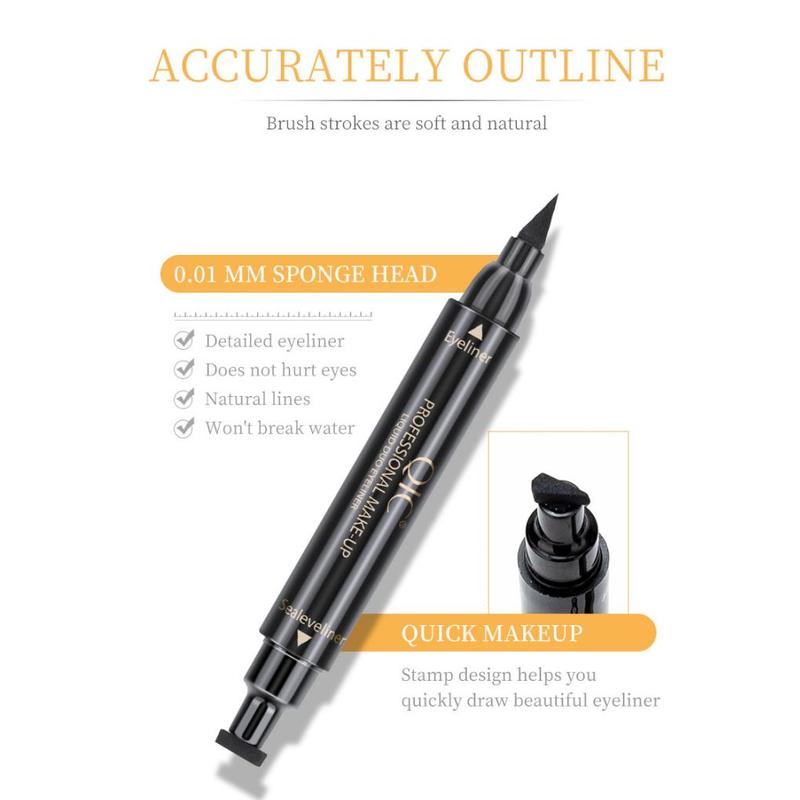 Double-ended Eyeliner Pens, 2pcs Waterproof Long Lasting Eyeliner Pencils, Non-smudged Triangle Seal Eyeliners