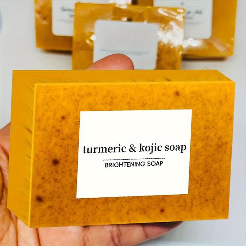 Comfort Turmeric Kojic Acid Soap with Foaming Net, 3 Counts set Hydrating Natural Handmade Cold Pressed Soap, Moisturizing Body Wash Soap for Women & Men