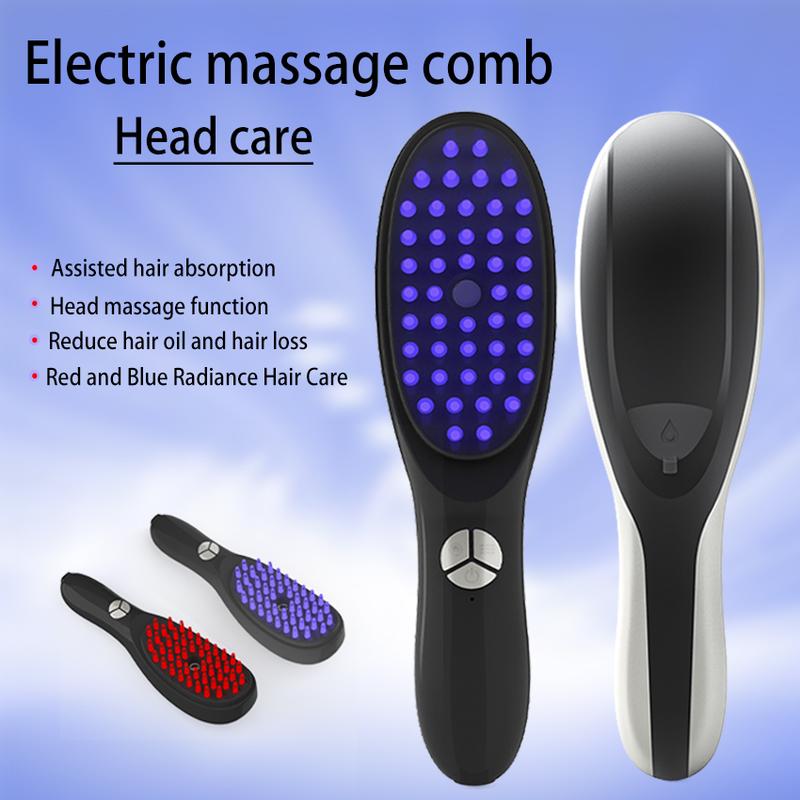 Electric Scalp Massager , Red Light & Blue Light Massage Comb, Electric Hair Care Comb, 1 Piece Multifunctional Hair Massager, Root Strengthening Comb Comfort Plug