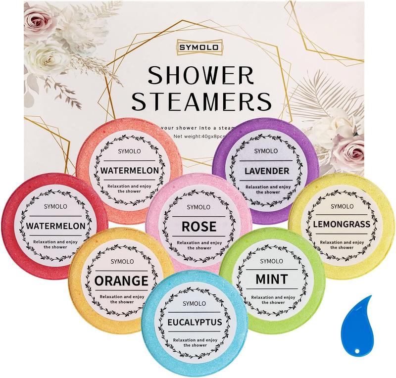 SYMOLO Shower Steamers, Pack of 8 Shower Steamers Aromatherapy with Essential Oils, Calming, Relaxation Shower Bombs for Home Spa, Self Care Gifts for Women, Men, Moms