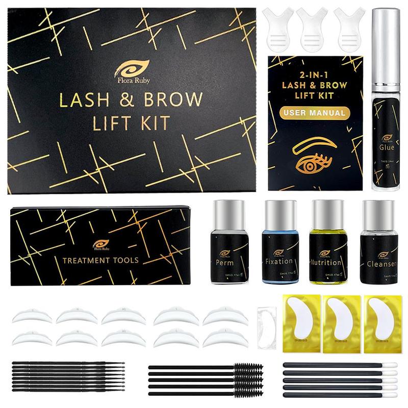 2 in 1 Eyelash & Eyebrow Lifting Kit, 1 Box Professional Eyelash Eyebrow Perm Set for Quick Lifting & Voluminous Coloring, Daily Makeup Kit for Home and Salon Diy, Makeup Products, Christmas, Christmas Gift