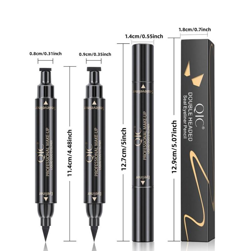 Double-ended Eyeliner Pens, 2pcs Waterproof Long Lasting Eyeliner Pencils, Non-smudged Triangle Seal Eyeliners