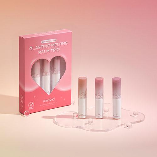 [rom&nd Official Shop] Glasting Melting Balm Trio Set Best 3, Glossy Finish, Plumping Lips, Glazed Lips,  Moisturizing, Lipgloss Lipstick