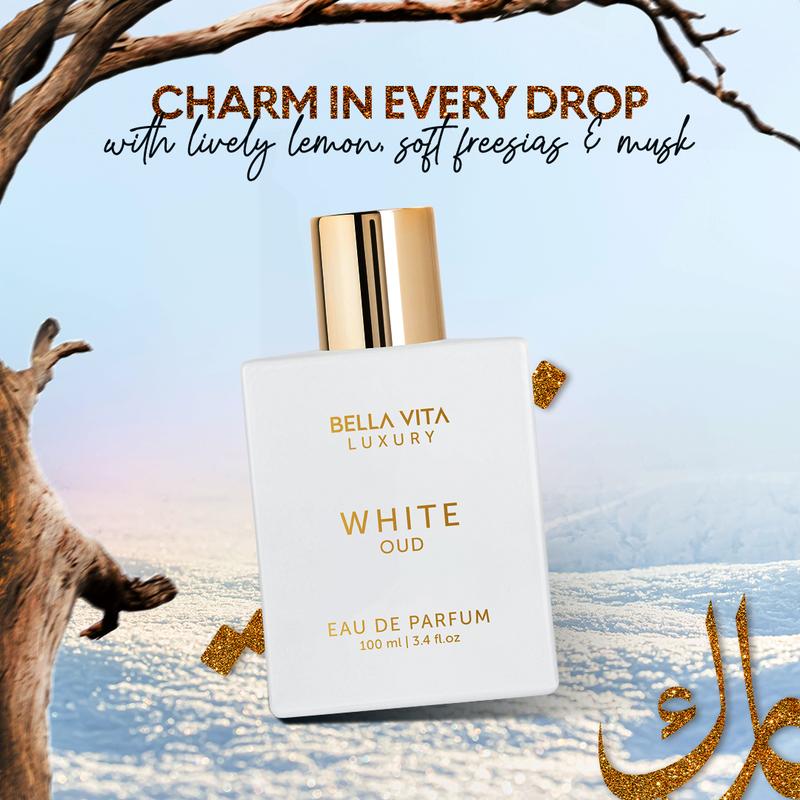 BellaVita Luxury's White Oud Unisex Eau De Parfum | Orange, Freesia & Wood Notes | Made with Clean & Natural Essential Oils