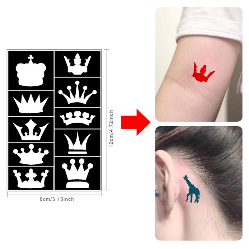 Mixed Theme Pattern Temporary Tattoo Sticker Template, 20pcs set DIY Hollow Out Tattoo Sticker, Body Art Decoration for Women & Girls