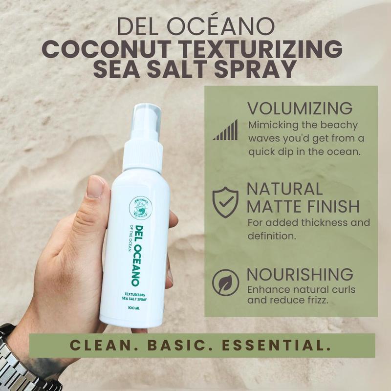 Sea Salt Spray Coconut Scented by Del Océano | Instant Volume & Texture | For Women & Men | 100mL