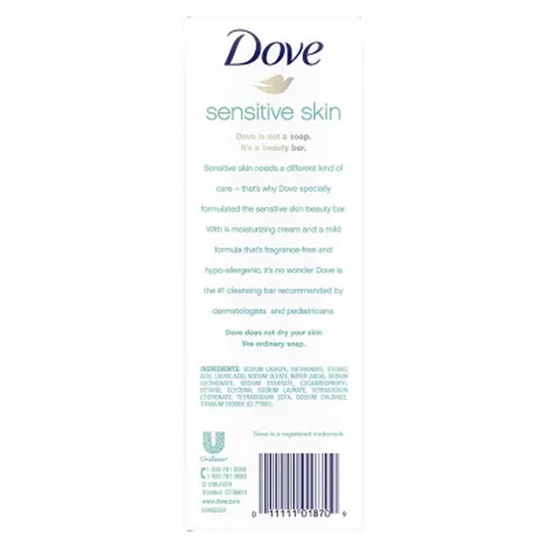 Dove Beauty Bar Soap for Sensitive Skin, Unscented, 16 Bars, 3.75 Oz.