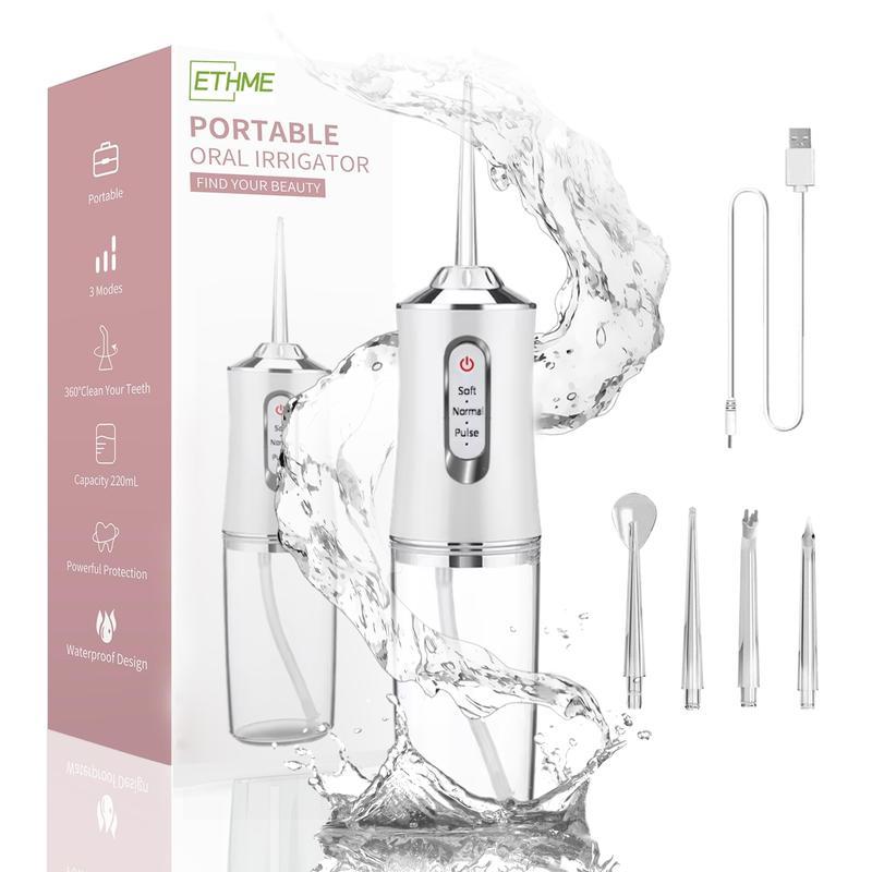 ETHME Water Flosser&Rechargeable Electric Toothbrush. 4-in-1 Oral Rinse, Mode 4 Jets Cordless.Deep Cleaning: High-Frequency Sonic Toothbrush with Dental Mirror, 5 Settings, Long Battery Life, Waterproof Design, and Convenient Charging Stand