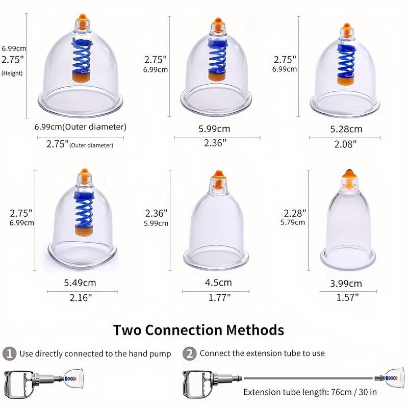 Cupping Set, 12pcs Cupping Cups & Hand Pump & Extension Tube, Professional Massage Cups Set, Suitable for Women & Men Home Use