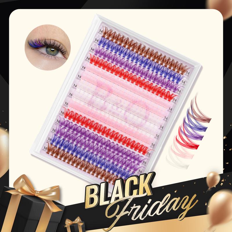 B&Q Lash 6 Color Mixed lash Clusters DIY Eyelash Extensions,280 pcs party Lashes 14-16mm mix Volume Eyelash Clusters Wispy Individual Lashes at Home