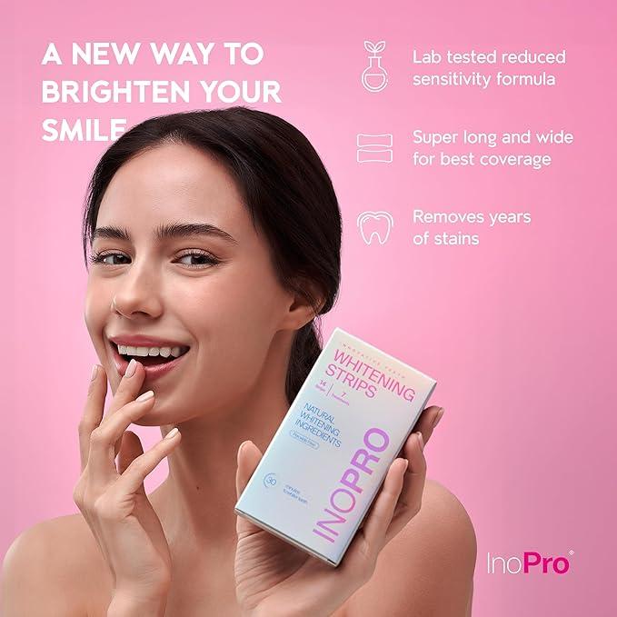 INOPRO Teeth Whitening - Teeth Whitening Strips 14 Treatments Kit guru whitening strips total smile nonslip whitening coconut whitening Oral dental tool beautiful smile