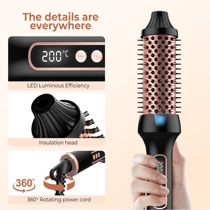 3 in 1 Heated Round Brush, Electric Hair Brush, Thermal Brush, Hair Curling Straightening Brush, Digital Display 9 Heat Settings Hair Curler for Women and Girls, Christmas Gift, Stocking Fillers