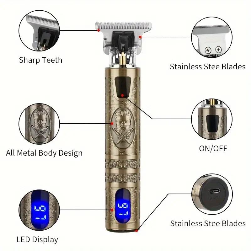 Professional Hair Trimmer Mens Hair Clippers Zero Gapped Cordless Hair Trimmer Professional Haircut & Grooming Kit for Men Rechargeable LED Display Brush Adjustable Brush Adjustable