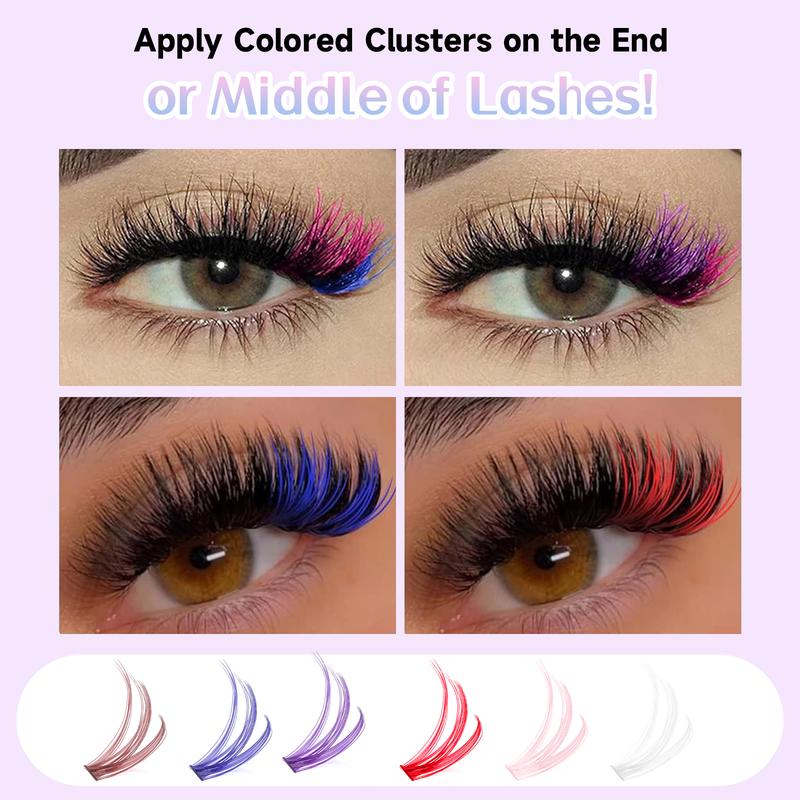 B&Q Lash 6 Color Mixed lash Clusters DIY Eyelash Extensions,280 pcs party Lashes 14-16mm mix Volume Eyelash Clusters Wispy Individual Lashes at Home