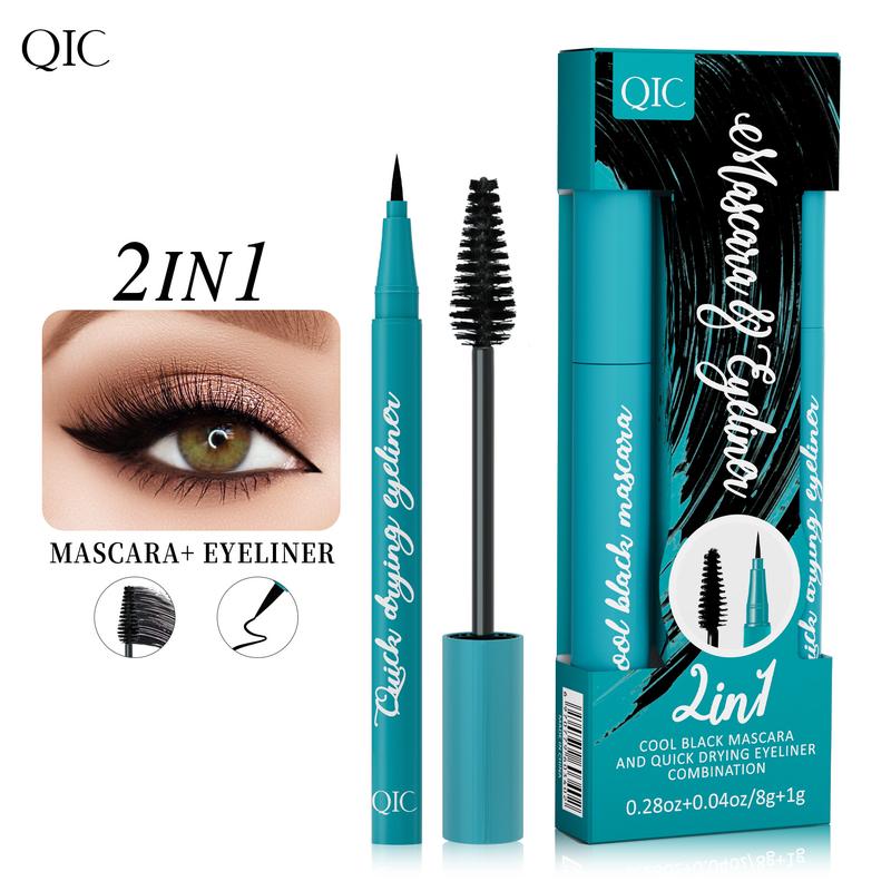 Mascara and Eyeliner Set - Liquid Lash Extensions, Volumizing and Lengthening, Quick-Dry Eyeliner, Waterproof, Smudge-proof, Sweatproof, All-Day Wear, Rich Black, No Clumping for Thick, Curled Lashes and Precise Lines (10.7g 0.38 OZ) Makeup Cosmetic