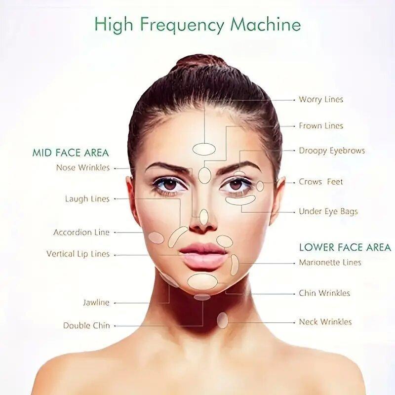 Portable High Frequency Beauty Instrument, 1 Box Facial Massager with 5 Counts Tubes, Professional Facial Skin Care Tool for Home & Travel