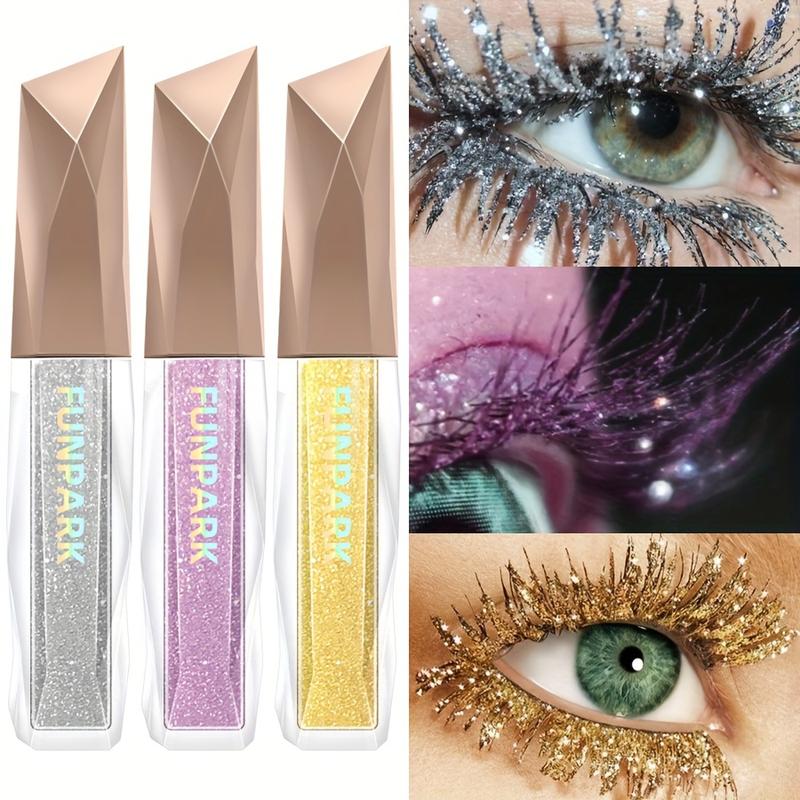 3PCs sparkling diamond glitter mascara-waterproof, smudge-proof & long-lasting for all skin types