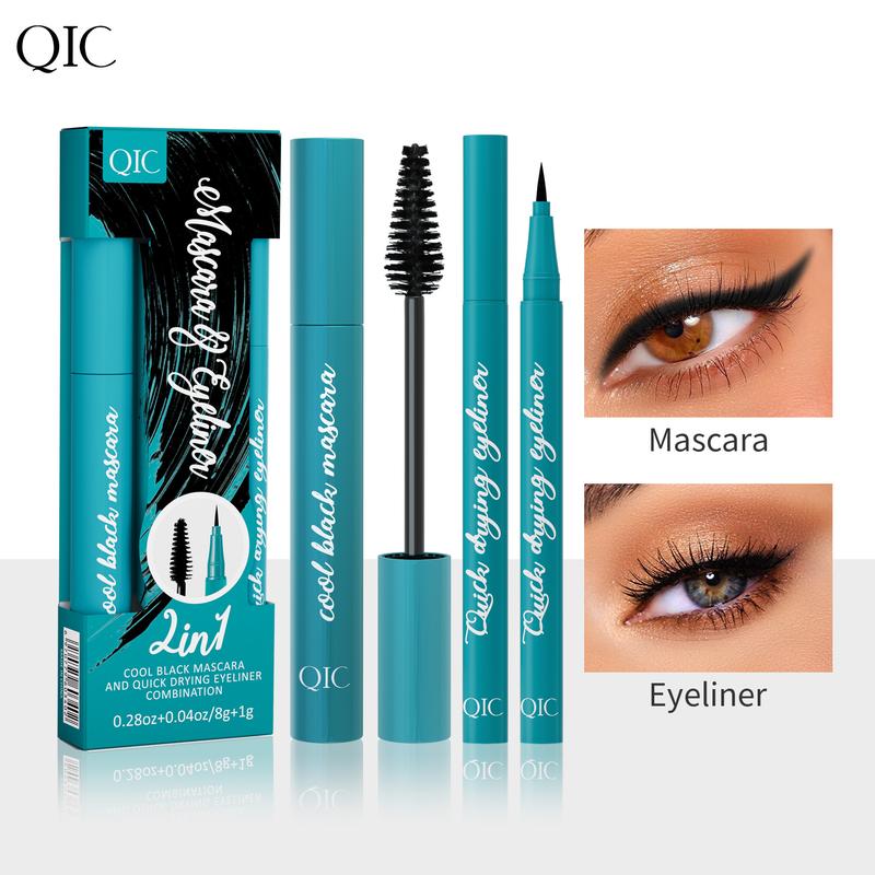 Mascara and Eyeliner Set - Liquid Lash Extensions, Volumizing and Lengthening, Quick-Dry Eyeliner, Waterproof, Smudge-proof, Sweatproof, All-Day Wear, Rich Black, No Clumping for Thick, Curled Lashes and Precise Lines (10.7g 0.38 OZ) Makeup Cosmetic