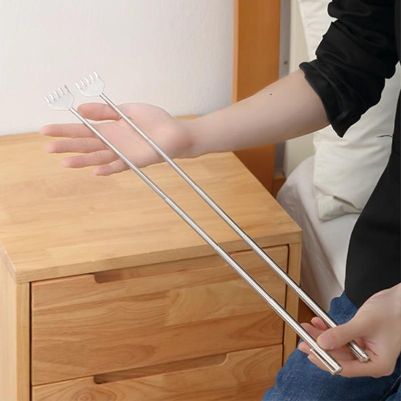 Stainless Steel Finger Scratcher, Extendable Manual Massage Tool, Portable Back Scratchers for Home & Travel