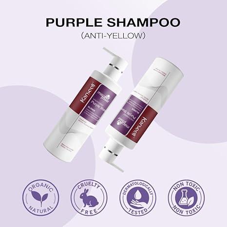 Karseell maca power Purple Shampoo Professional Neutralizes Brass & Yellow Tones For Blonde Silver Gray Highlighted Hair 16.90 oz 500ml Uv Comfort