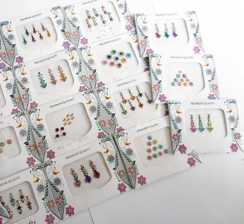 12 Combo Bindi Packs All in One- Multicolored Face Jewels Bindi Stickers n Forehead Tika