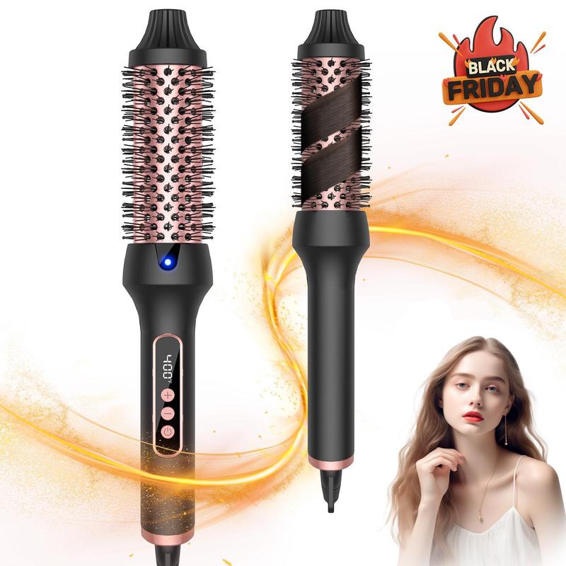 3 in 1 Heated Round Brush, Electric Hair Brush, Thermal Brush, Hair Curling Straightening Brush, Digital Display 9 Heat Settings Hair Curler for Women and Girls, Christmas Gift, Stocking Fillers