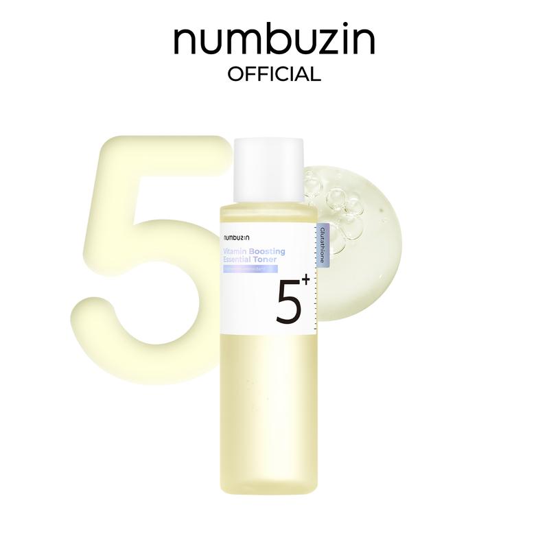 numbuzin No.5+ Vitamin Boosting Essential Toner with Glutathione, Niacinamide | First Step Skincare Reduce Dark Spots, Improve Dullness, Uneven Skin Tone | Non-irritating, Korean Skincare | 3.38 Fl Oz