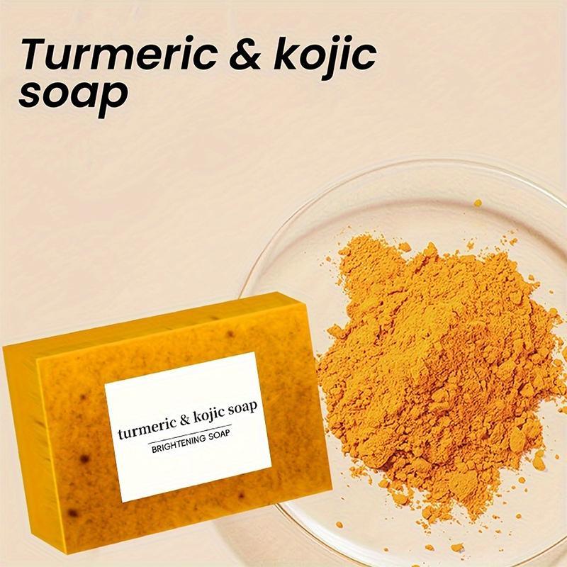 Comfort Turmeric Kojic Acid Soap with Foaming Net, 3 Counts set Hydrating Natural Handmade Cold Pressed Soap, Moisturizing Body Wash Soap for Women & Men