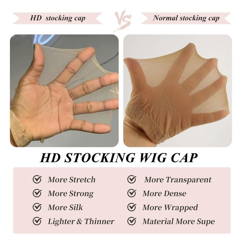 Bling Hair 1Pack with 2pcs Plain beige hair net Wig Caps High Quality Hair Nets Weave Nylon Stretchy Lace Front Wig Cap for Women