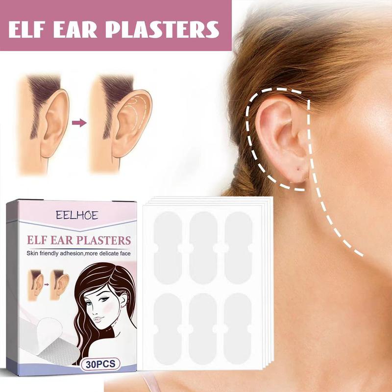 30 Pcs Ear Stickers， Elf Ear Tapes,Ear Lobe Saver Lifts，Strong Support Transparent Painless Silicone Cosmetic Ear Stickers Say Goodbye to Flat Ears， to Creat V-Shaped Face，Natural Ear Contours