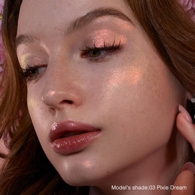 Flower Knows Stardust Highlights Set - Ultra-Reflective Liquid Highlighter Bundle with Butterfly Hand Mirror