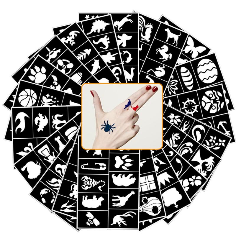 Mixed Theme Pattern Temporary Tattoo Sticker Template, 20pcs set DIY Hollow Out Tattoo Sticker, Body Art Decoration for Women & Girls